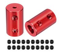 sourcing map Rigid Screw Coupling 2mm to 6mm Shaft Coupler Connector L20mm x D12mm Aluminum Alloy Joint Connector Set for 3D Printers DIY Encoder with 20 Screws, Red, 5Pack