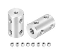 sourcing map Rigid Screw Coupling 3.17mm to 5mm Shaft Coupler Connector L22mm x D14mm Steel Joint Connector Rigid Coupling Set for 3D Printers DIY Encoder with 8 M4 Screw, 2 Pcs