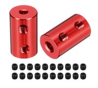 sourcing map Rigid Screw Coupling 3mm to 4mm Shaft Coupler Connector L20mm x D12mm Aluminum Alloy Joint Connector Set for 3D Printers DIY Encoder with 20 Screws, Red, 5Pack