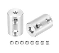 sourcing map Rigid Screw Coupling 3mm to 5mm Shaft Coupler Connector L18mm x D12mm Steel Joint Connector Rigid Coupling Set for 3D Printers DIY Encoder with 8 M4 Screw, 2 Pcs