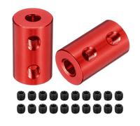sourcing map Rigid Screw Coupling 4mm to 5mm Shaft Coupler Connector L20mm x D12mm Aluminum Alloy Joint Connector Set for 3D Printers DIY Encoder with 20 Screws, Red, 5Pack