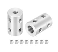 sourcing map Rigid Screw Coupling 4mm to 7mm Shaft Coupler Connector L22mm x D14mm Steel Joint Connector Rigid Coupling Set for 3D Printers DIY Encoder with 8 M4 Screw, 2 Pcs