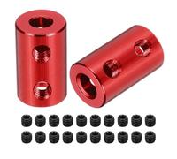 sourcing map Rigid Screw Coupling 5mm to 6mm Shaft Coupler Connector L20mm x D12mm Aluminum Alloy Joint Connector Set for 3D Printers DIY Encoder with 20 Screws, Red, 5Pack