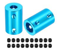 sourcing map Rigid Screw Coupling 6.35mm to 10mm Shaft Coupler Connector L25mm x D16mm Aluminum Alloy Joint Connector Set for 3D Printers DIY Encoder with 20 Screws, Blue, 5Pack