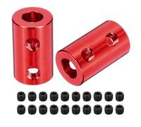sourcing map Rigid Screw Coupling 6mm to 6mm Shaft Coupler Connector L20mm x D12mm Aluminum Alloy Joint Connector Set for 3D Printers DIY Encoder with 20 Screws, Red, 5Pack