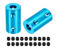 sourcing map Rigid Screw Coupling 6mm to 6mm Shaft Coupler Connector L25mm x D14mm Aluminum Alloy Joint Connector Set for 3D Printers DIY Encoder with 20 Screws, Blue, 5Pack