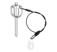 sourcing map Ring Quick Release Pin, 1/4"x1-1/2" 304 Stainless Steel Ball Lock Pin Push-Button Ring Handle Locking Pin with Wire for Audio Bimini Top Marine, Silver