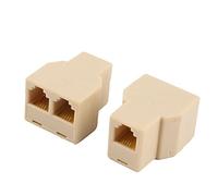 sourcing map RJ11 Splitter 6P4C Female to 2 Female Telephone Line Splitters, RJ11 Phone Jack Splitter Telephone Extension Adapter for Landline Fax Machine, 2 Pcs Beige