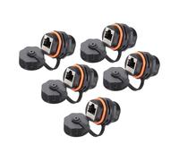 sourcing map RJ45 Panel Mount Coupler, IP68 Shielded Industrial Panel Mount Bulkhead Ethernet LAN Pass Through Connector for CAT5/CAT5E/CAT6A(Orange,Pack of 5)