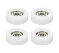 sourcing map Roller Idler Bearing Pulley, 5 x 25 x 9mm Plastic Sliding Conveyor Nylon Wheel Track Wheel for Furniture Hardware Accessories Mobile Door White, Pack of 4