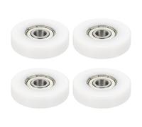 sourcing map Roller Idler Bearing Pulley, 8 x 40 x 10mm Plastic Sliding Conveyor Nylon Wheel Track Wheel for Furniture Hardware Accessories Mobile Door White, Pack of 4