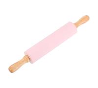 sourcing map Rolling Pins for Baking, 12 Inch Silicone Non-Stick Rolling Pin Baking Roller Wooden Handle for Home Kitchen Dough Cookies Pastry, Pink