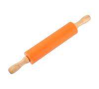 sourcing map Rolling Pins for Baking, 12 Inch Silicone Non-Stick Rolling Pin Baking Roller Wooden Handle for Home Kitchen Dough Cookies Pastry, Orange