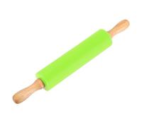 sourcing map Rolling Pins for Baking, 12 Inch Silicone Non-Stick Rolling Pin Baking Roller Wooden Handle for Home Kitchen Dough Cookies Pastry, Grass Green