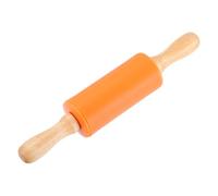 sourcing map Rolling Pins for Baking, 9 Inch Silicone Non-Stick Rolling Pin Baking Roller Wooden Handle for Home Kitchen Dough Cookies Pastry, Orange