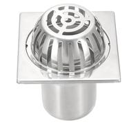 sourcing map Roof Floor Drain 201 Stainless Steel Dome Floor Drain Cover Anti-Blocking Square Shaped Base Roof Floor Drain Outdoor for Home Yard Balcony (125mm/ 4.9")