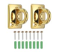 sourcing map Rope Stanchion Wall Plate Hook, 2 Pack Large Loop Wall Plate Hanging Circle Hook Metal Post Queue Line Barrier Hook for Openings Movie Theaters, Gold