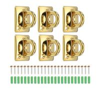 sourcing map Rope Stanchion Wall Plate Hook, 6 Pack Large Loop Wall Plate Hanging Circle Hook Metal Post Queue Line Barrier Hook for Openings Movie Theaters, Gold