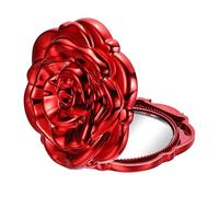 sourcing map Rose Compact Mirror, 1x/2x Round Magnifying Double-Sided Folding Pocket Mirror, Portable Folding Makeup Tools Hand Held for Women Girls Purse Handbag Accessories, Red