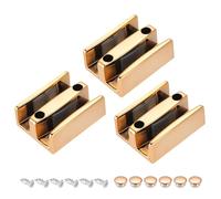 Sourcing Map Rose Gold Shower Door Guide, 3pcs 47mm Width Double Track Limit Sliding Guide with Screw and Hole Lid for Frameless Glass Shower Door
