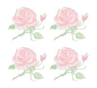 sourcing map Rose Iron on Patches, 3.3 x 3.4 in Rose Embroidered Patch Applique Flower Sew on Patch Repair Decoration for Clothing Backpacks Jackets Hats Jeans DIY Crafts, 4pcs, Light Pink