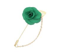 sourcing map Rose Lapel Pin for Men, Flower with Gold Leaf Chain Brooch, Fabric Handmade Camellia Corsage Accessory for Suit Tuxedo Corsage Wedding Party, Dark Green
