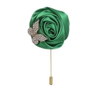 sourcing map Rose Lapel Pin for Men Suits, Cloth Flower Brooch Handmade Boutonnieres with Gold Leaf/Chain for Suit Bridegroom Wedding Accessories, Dark Green