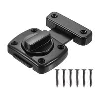 sourcing map Rotate Bolt Latch, Zinc Alloy Security Door Lock Gate Latches for Cabinet Furniture Bathroom Window, 2.6x2" Black 1Pcs