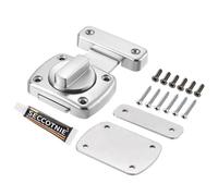 sourcing map Rotate Bolt Latch, Zinc Alloy Security Door Lock Gate Latches Nail-Free for Cabinet Furniture Bathroom Window, 2.6x2" Silver 1Pcs