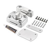 sourcing map Rotate Bolt Latch, Zinc Alloy Security Door Lock Gate Latches Nail-Free for Cabinet Furniture Bathroom Window, 1.7x1.2" Silver 2Pcs