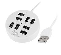 sourcing map Round 8-Port White LED Light USB 2.0 Hub Splitter Adapter Replacement