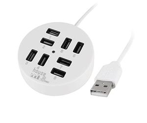 sourcing map Round 8-Port White LED Light USB 2.0 Hub Splitter Adapter Replacement