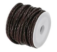sourcing map Round Braided Leather Cord, 5.5 Yards/ 5 m Genuine Cowhide Leather Bolo Tie Cord Wax String Rope for Jewelry Making Bracelet Necklace DIY Crafts (Dark Coffee, 3mm/0.12")