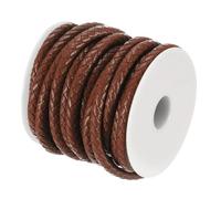 sourcing map Round Braided Leather Cord, 5.5 Yards/ 5 m Genuine Cowhide Leather Bolo Tie Cord Wax String Rope for Jewelry Making Bracelet Necklace DIY Crafts (Medium Coffee, 5mm/0.2")