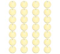 sourcing map Round Brass Tags, 28Pcs 10mm/0.4" Blank Brass Disc Stamping Tag with Hole for DIY Crafts Pendants Labeling Making