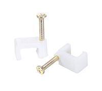 sourcing map Round Cable Clips, 8mm 160 Pcs PVC Cord Management with Carbon Steel Nail for Home Wires Cables, White