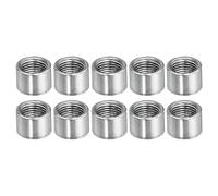 sourcing map Round Coupling Nut, M10x1mm Female Thread 10mm Threaded Round Sleeve Connector Rod Bar Stud Tube Nut Hardware Fastener, Silver Pack of 10