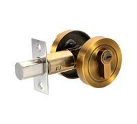sourcing map Round Deadbolt Door Lock, Stainless Steel Single Cylinder Deadbolt Adjustable Latch 2-3/8" to 2-3/4" Backset for 1-3/8" to 1-31/32" Door Thickness, Bronze