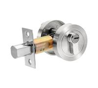 sourcing map Round Deadbolt Door Lock, Stainless Steel Single Cylinder Deadbolt Adjustable Latch 2-3/8" to 2-3/4" Backset for 1-3/8" to 1-31/32" Door Thickness, Silver