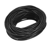 sourcing map Round Leather Cord, 11 Yards 2mm Braiding Lacing String for Purse Handbag Shoelace DIY Crafts Bracelet Making, Black