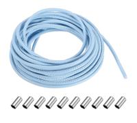 sourcing map Round Leather Cord, 3mm x 5.5Yards Colored Leather String with Cord End Caps, Braiding Strip Thread for Crafting, Woven Ornaments, Home Decorative Projects, Sky Blue