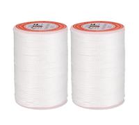 sourcing map Round Leather Sewing Waxed Thread, 55m / 60 Yards Polyester Wax String, 0.80mm Wax Stitching Cord for Leather Crafts, Bookbinding, Bracelets Braided, White, 2pcs