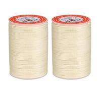 sourcing map Round Leather Sewing Waxed Thread, 55m / 60 Yards Polyester Wax String, 0.80mm Wax Stitching Cord for Leather Crafts, Bookbinding, Bracelets Braided, Light Beige, 2pcs