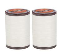 sourcing map Round Leather Sewing Waxed Thread, 80m / 87 Yards Polyester Wax String, 0.55mm Wax Stitching Cord for Leather Crafts, Bookbinding, Bracelets Braided, Cream White, 2pcs
