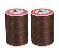 sourcing map Round Leather Sewing Waxed Thread, 85m / 93 Yards Polyester Wax String, 0.65mm Wax Stitching Cord for Leather Crafts, Bookbinding, Bracelets Braided, Caramel, 2pcs