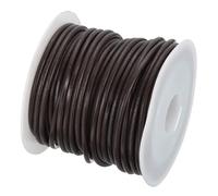 sourcing map Round Leather String Cord, 5.5 Yards/ 5 m Genuine Cowhide Leather Bolo Tie Cord Wax Rope for Jewelry Making Bracelet Necklace DIY Crafts (Dark Coffee, 2mm/0.08")