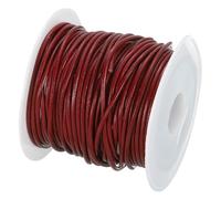 sourcing map Round Leather String Cord, 5.5 Yards/ 5 m Genuine Cowhide Leather Bolo Tie Cord Wax Rope for Jewelry Making Bracelet Necklace DIY Crafts (Wine Red, 1.5mm/0.06")