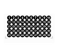 sourcing map Round Number Stickers, 25mm Dia Number 1-50 Self Adhesive PVC Label Waterproof White Word(Black Background)