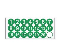 sourcing map Round Number Stickers, 38mm Dia Number 1-20 Self Adhesive PVC Label Waterproof White Word(Green Background)