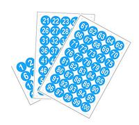 sourcing map Round Number Stickers, 50mm Dia Number 1-100 Self Adhesive PVC Label Waterproof White Word(Blue Background)